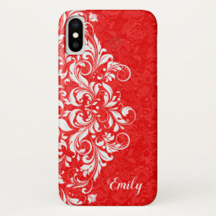 Monogram rode en witte elegant meisje Case-Mate iPhone case