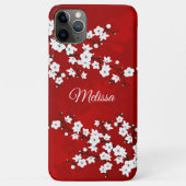 Monogram rode en witte kers bloesem Case-Mate iPhone case (Achterkant)