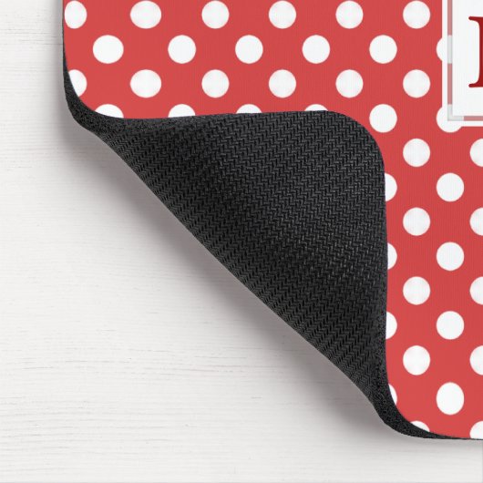 Monogram: Rode en witte poka-Dot Mousepad Muismat (Hoek)