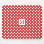 Monogram: Rode en witte poka-Dot Mousepad Muismat (Voorkant)