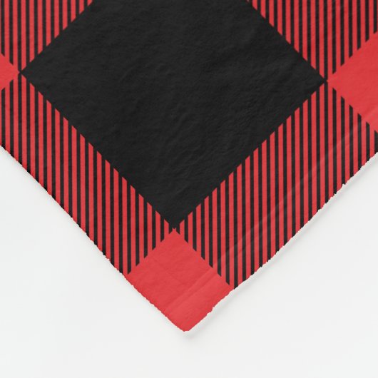 Monogram rode en zwarte Buffalo-cheque Fleece Deken (Hoek)