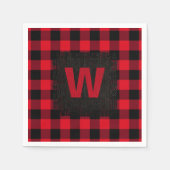 Monogram rode en zwarte Buffalo-cheque Servetten (Voorkant)