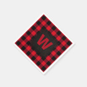 Monogram rode en zwarte Buffalo-cheque Servetten (Hoek)