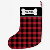 Monogram rode en zwarte Buffalo geponste hond Kleine Kerstsok (Achterkant)