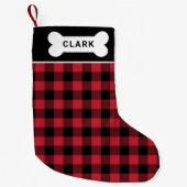 Monogram rode en zwarte Buffalo geponste hond Kleine Kerstsok (Voorkant)