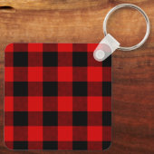 Monogram Rode en Zwarte Buffalo Plaid Sleutelhanger (Achterkant)