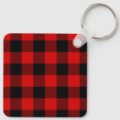Monogram Rode en Zwarte Buffalo Plaid Sleutelhanger (Achterkant)