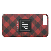 Monogram rode en zwarte buffelplaat Case-Mate iPhone case (Achterkant (Horizontaal))