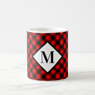 Monogram rode en zwarte buffelplaat koffiemok