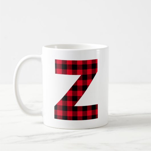 Monogram rode en zwarte buffelplaat koffiemok (Links)