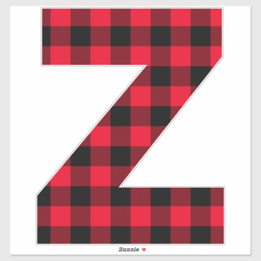 Monogram rode en zwarte buffelplaat sticker (Vel)