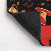 Monogram rode en zwarte koffie-cups op maat muismat (Hoek)