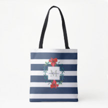 Monogram rode Floral Blue en White Stripes