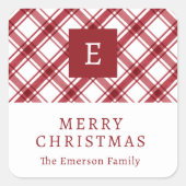 Monogram rode geruite Sticker (Voorkant)