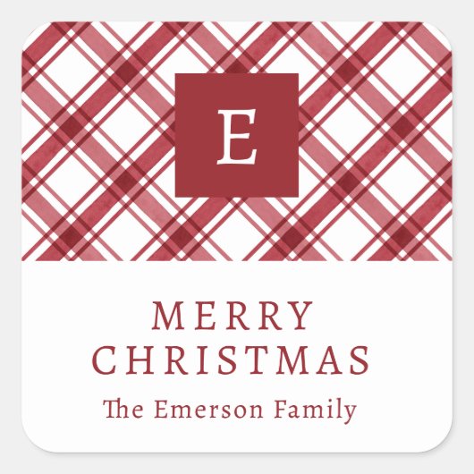 Monogram rode geruite Sticker (Voorkant)