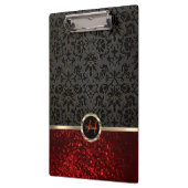 Monogram Rode Glitter en Floral Design Klembord (Links)