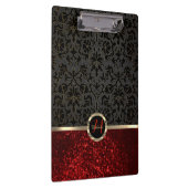 Monogram Rode Glitter en Floral Design Klembord (Rechts)