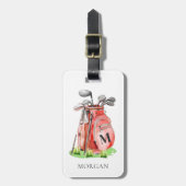 Monogram Rode Golf Bagagelabel (Voorkant verticaal)