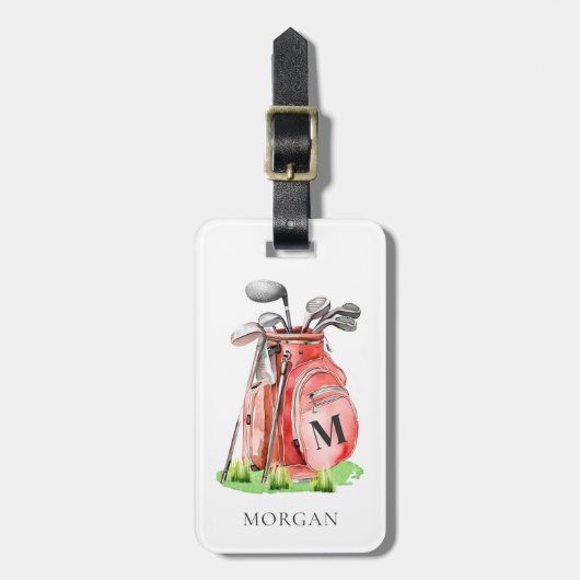 Monogram Rode Golf Bagagelabel (Voorkant verticaal)