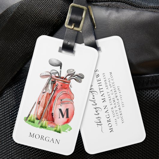 Monogram Rode Golfbag Bagagelabel