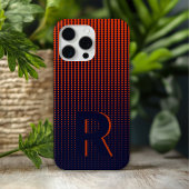 Monogram Rode Halftone Moderne Initiaal Gepersonal Case-Mate iPhone Case