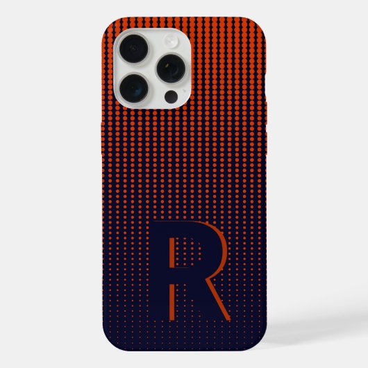Monogram Rode Halftone Moderne Initiaal Gepersonal iPhone Hoesje (Achterkant)