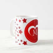 Monogram Rode Hart en Sterren Koffiemok (Voorkant links)