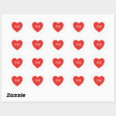 Monogram Rode Hart Valentijn Klassieke Ronde Stick Sticker (Vel)