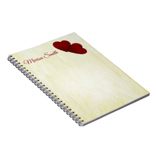 Monogram rode harten notitieboek (Rechterzijde)