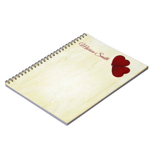Monogram rode harten notitieboek (Linkerzijde)