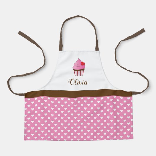 Monogram rode hartsnijtaart schort (Voorkant)