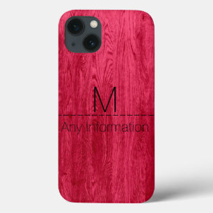 Monogram rode houtkorrel iPhone 13 hoesje