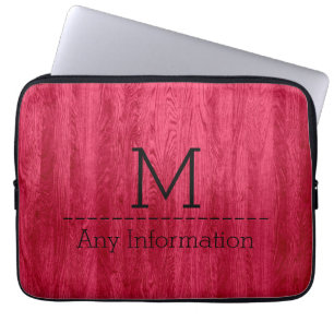 Monogram rode houtkorrel laptop sleeve