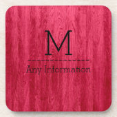 Monogram rode houtkorrel onderzetter (Voorkant)