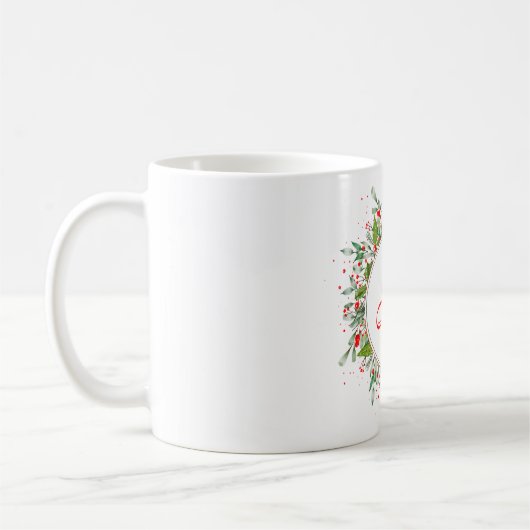 Monogram Rode Kerst elegante letter Koffie Mok (Links)
