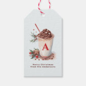 Monogram Rode Kerst Winter Heet Cacaodrank Cadeaulabel (Voorkant)