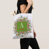 Monogram rode kerstelegante brief tote bag (Dichtbij)