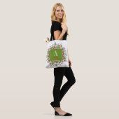 Monogram rode kerstelegante brief tote bag (Op model)