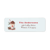 Monogram Rode Kerstvakantie Koffie Adres Etiket (Voorkant)