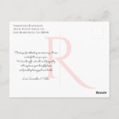 Monogram Rode Klaproos op Zwarte Bedankt Briefkaart (Achterkant)