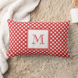 Monogram rode landstijl Gingham Patroon Kussen