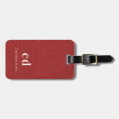 Monogram rode lederen textuur bagagelabel (Voorkant horizontaal)