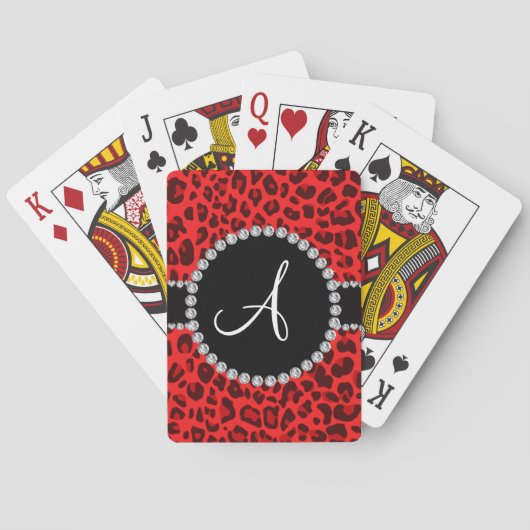 Monogram rode luipspiegel pokerkaarten (Achterkant)