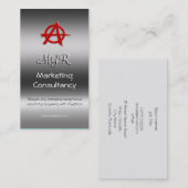 Monogram, Rode Marketing Anarchy Sign, Metaal-look Visitekaartje (Voorkant / Achterkant)