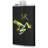 Monogram rode, met schilfers geverfde boomkikker heupfles (Links)