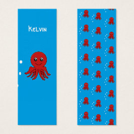 Monogram rode octupus in water bladwijzer mini visitekaartjes