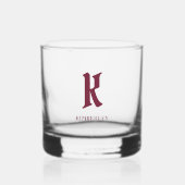 Monogram, rode oude stijl letter typografie whisky glas (Voorkant)