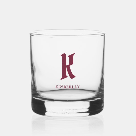 Monogram, rode oude stijl letter typografie whisky glas (Voorkant)