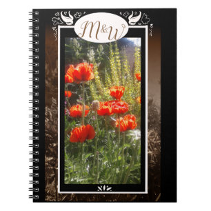 Monogram rode papavervleugels notitieboek