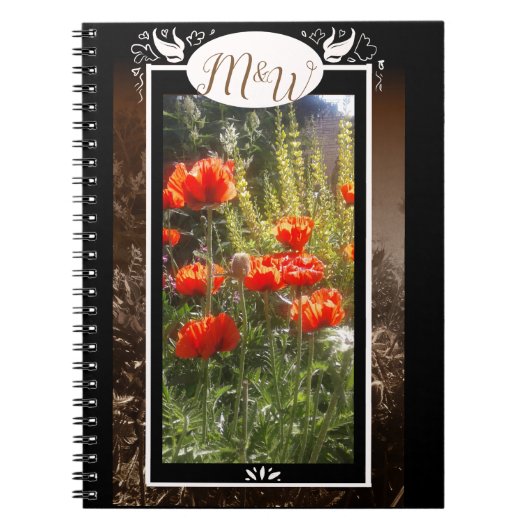 Monogram rode papavervleugels notitieboek (Voorkant)